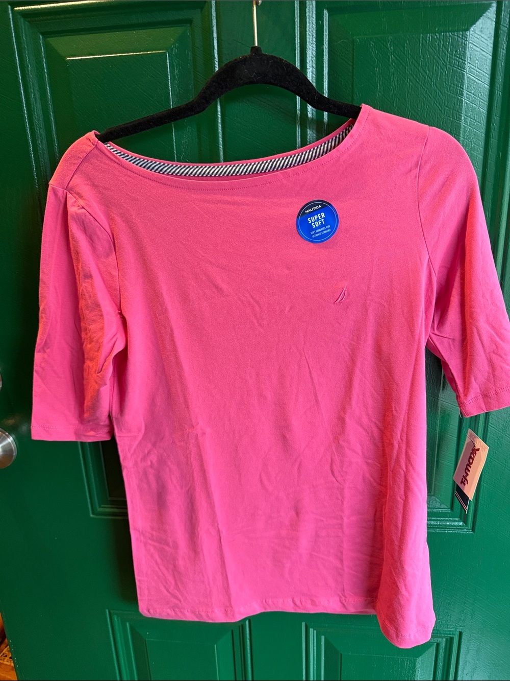 Nautica Hot Pink Boatneck Short Sleeve Tee